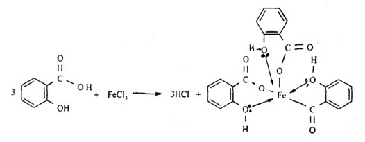 Напишите реакцию салициловой кислоты с хлоридом железа(III)
